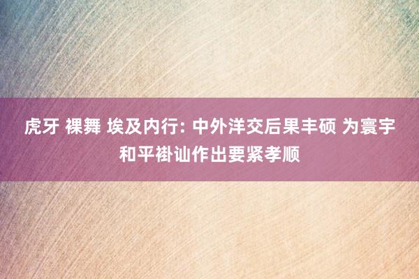 虎牙 裸舞 埃及内行: 中外洋交后果丰硕 为寰宇和平褂讪作出要紧孝顺