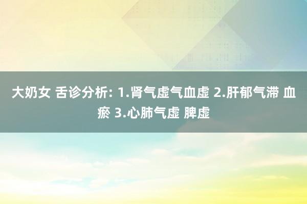 大奶女 舌诊分析: 1.肾气虚气血虚 2.肝郁气滞 血瘀 3.心肺气虚 脾虚