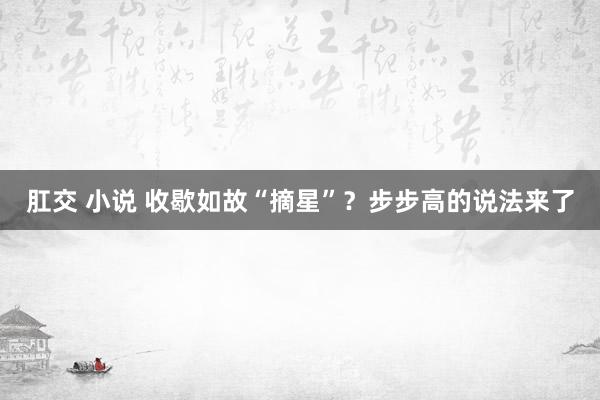 肛交 小说 收歇如故“摘星”？步步高的说法来了